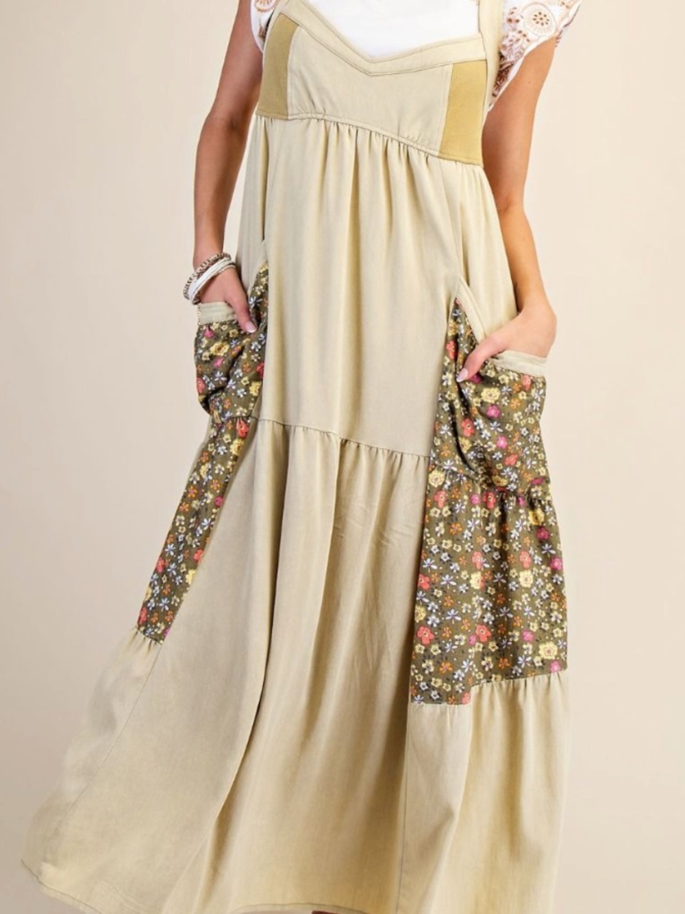 Easel Floral Print Pockets Jumper Maxi Dress - Picture 4 of 5